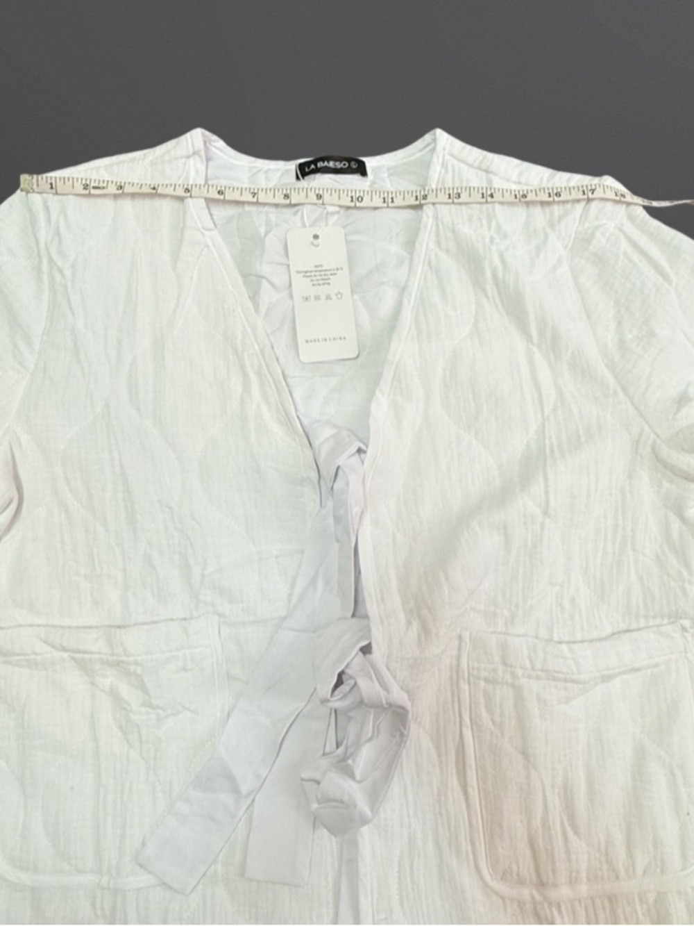 Women’s Cream Tie-Front Blazer with Patch Pockets - Picture 5 of 10